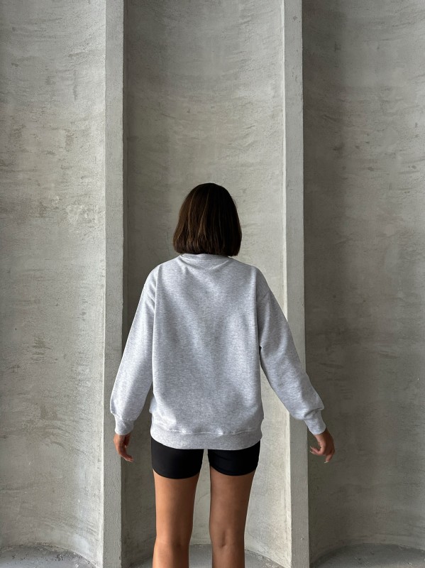 SWT-14258 Karmelanj Basic İki İplik Şardonlu Mevsimlik Kumaş Bisiklet Yaka Sweatshirt