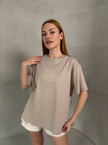 Cappmoda - T-905 Vizon Daily Kabartma Yazılı Bisiklet Yaka Tshirt (1)